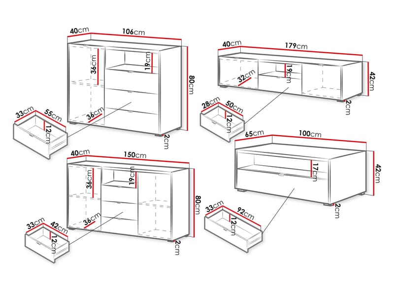 Sovren Möbelset För Vardagsrum - Brun - Möbler - Vardagsrum - Möbelset för vardagsrum