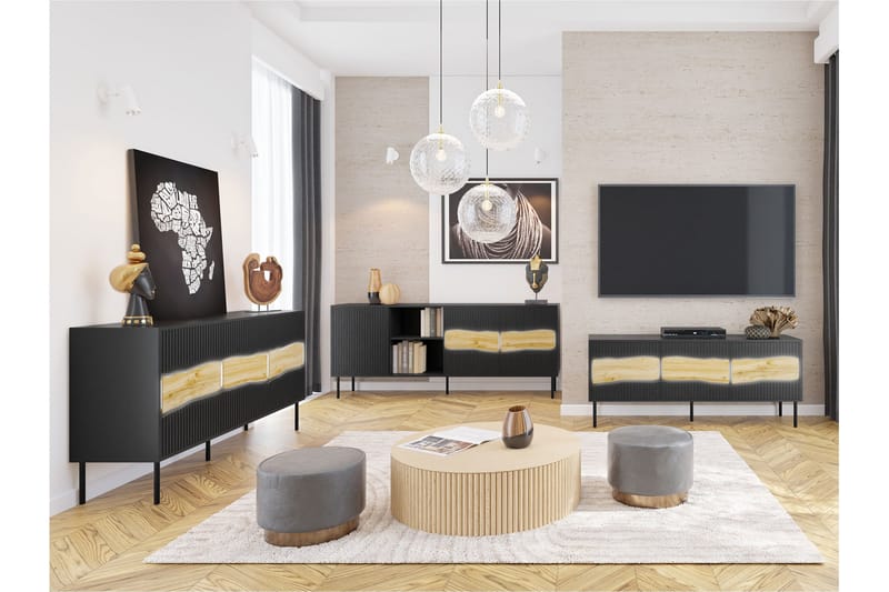 Stintino Möbelset För Vardagsrum - Svart/Brun - Möbler - Vardagsrum - Möbelset för vardagsrum
