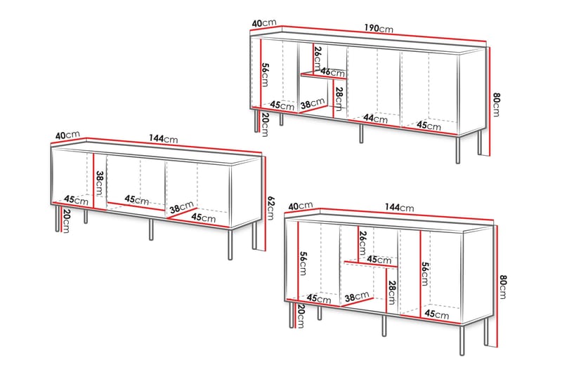 Stintino Möbelset För Vardagsrum - Svart/Brun - Möbler - Vardagsrum - Möbelset för vardagsrum