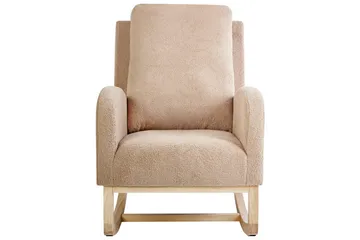 Alsta Fåtölj i Boucle med Träunderrede - Kamelbeige - Möbler - Vardagsrum - Stolar & sittmöbler - Snurrstolar & gungstolar