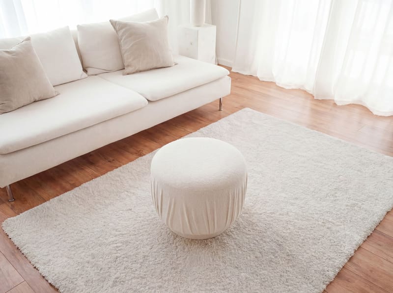 Älven Rund sittpuff 50 cm i tyg - ljus kräm - Möbler - Vardagsrum - Stolar & sittmöbler - Sittpuff