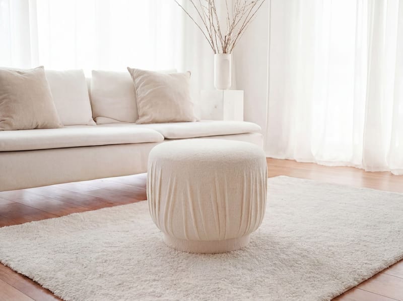 Älven Rund sittpuff 50 cm i tyg - ljus kräm - Möbler - Vardagsrum - Stolar & sittmöbler - Sittpuff