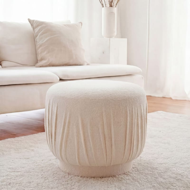 Älven Rund sittpuff 50 cm i tyg - ljus kräm - Möbler - Vardagsrum - Stolar & sittmöbler - Sittpuff