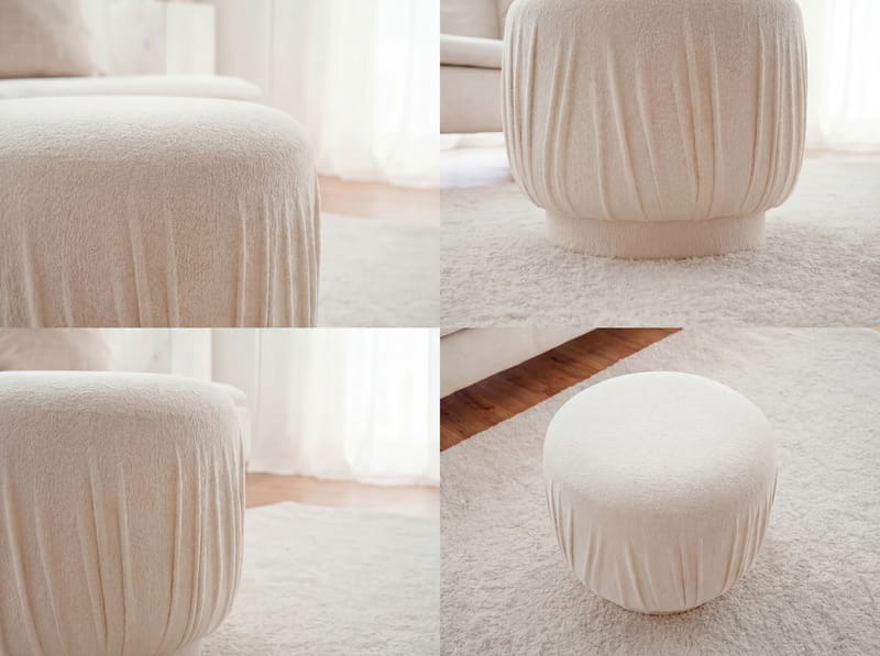 Älven Rund sittpuff 50 cm i tyg - ljus kräm - Möbler - Vardagsrum - Stolar & sittmöbler - Sittpuff
