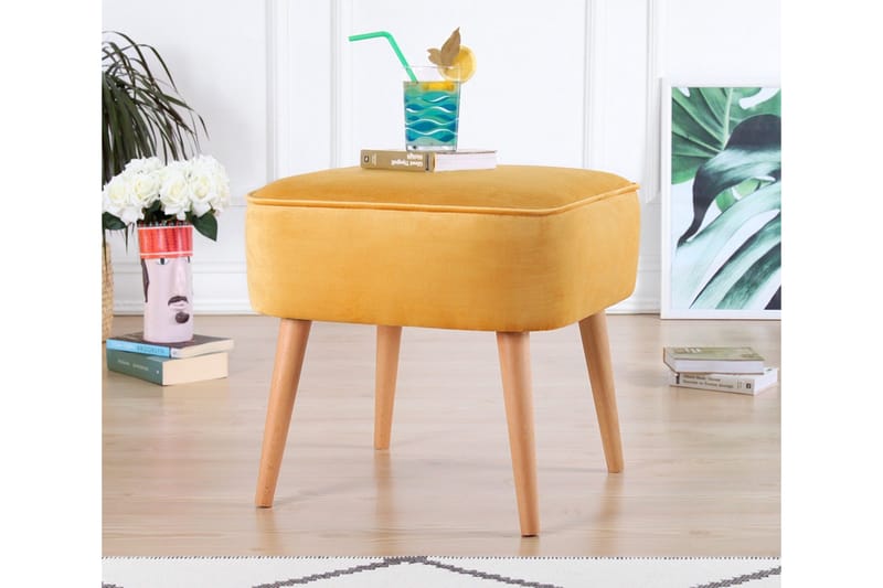 Anaro Sittpuff 45 cm Rektangulär - Gul - Möbler - Vardagsrum - Stolar & sittmöbler - Sittpuff