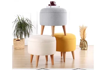 Anaro Sittpuff Rund - Beige - Möbler - Vardagsrum - Stolar & sittmöbler - Sittpuff