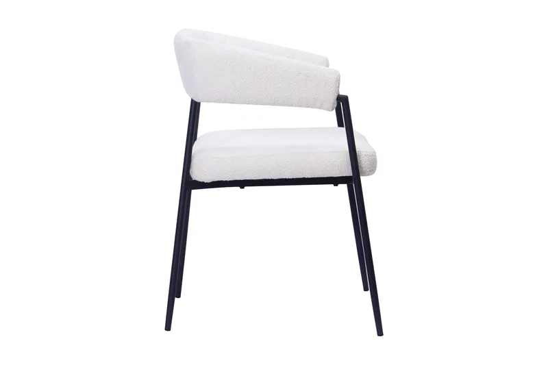 Ayana Matstol med armstöd - Vit Bouclé / Metallben Svart - Möbler - Vardagsrum - Stolar & sittmöbler - Karmstolar