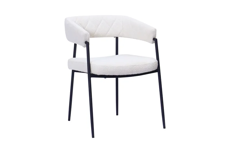 Ayana Matstol med armstöd - Vit Bouclé / Metallben Svart - Möbler - Vardagsrum - Stolar & sittmöbler - Karmstolar