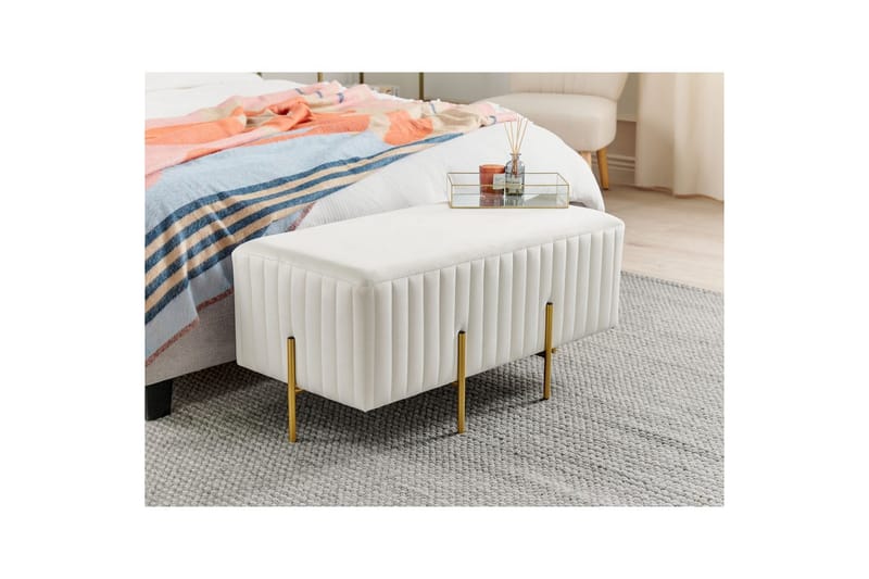 Bänk Dayton Vitt/guld - Vitt/guld - Möbler - Vardagsrum - Stolar & sittmöbler - Sittbänk