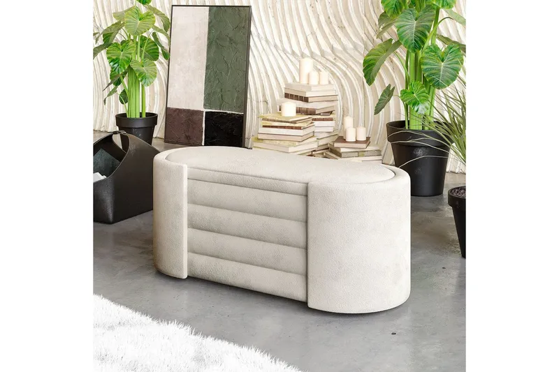 Bänk Veyaa Boxed Grädde - Cremevit - Möbler - Vardagsrum - Stolar & sittmöbler - Pallar - Fotpall