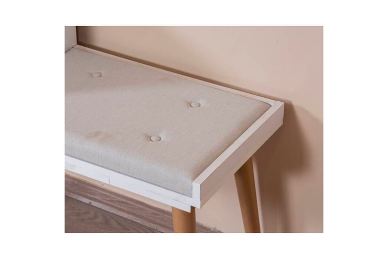 Bänk Vit / Ek - Vit - Möbler - Vardagsrum - Stolar & sittmöbler - Pallar