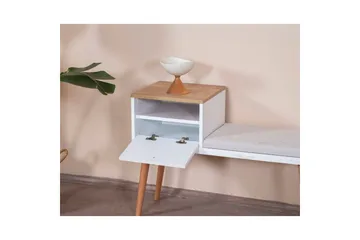 Bänk Vit / Ek - Vit - Möbler - Vardagsrum - Stolar & sittmöbler - Pallar