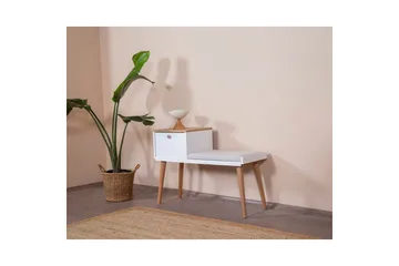 Bänk Vit / Ek - Vit - Möbler - Vardagsrum - Stolar & sittmöbler - Pallar