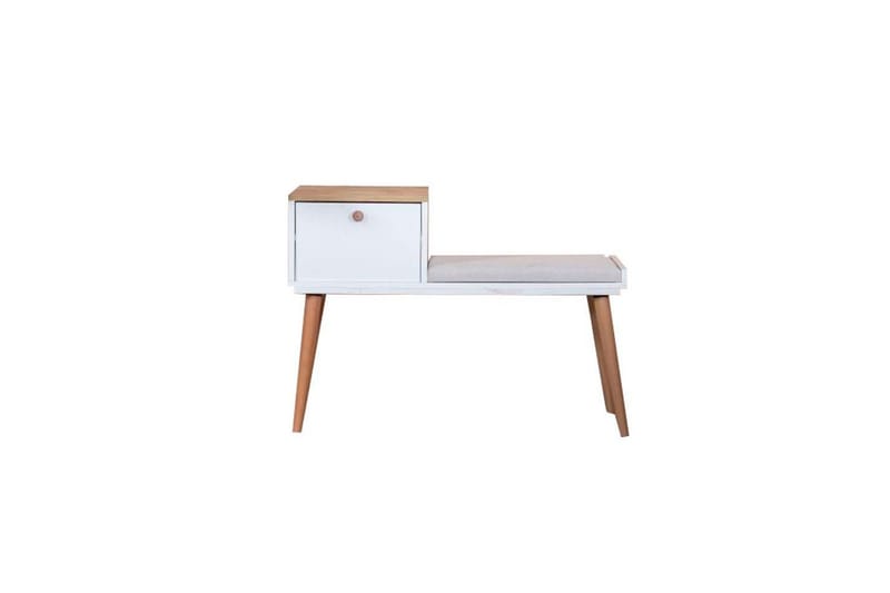 Bänk Vit / Ek - Vit - Möbler - Vardagsrum - Stolar & sittmöbler - Pallar