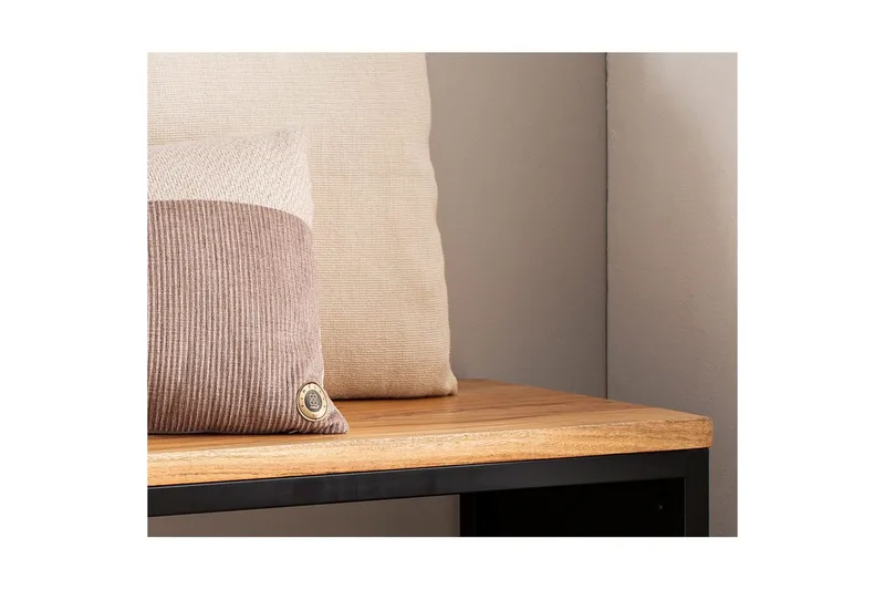 Bänk Wohnling Industriellt massivt trä, Akacia sits med stenvy, metallram - Möbler - Vardagsrum - Stolar & sittmöbler - Sittbänk