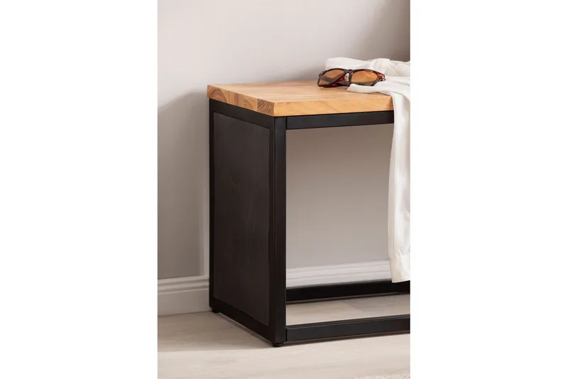 Bänk Wohnling Industriellt massivt trä, Akacia sits med stenvy, metallram - Möbler - Vardagsrum - Stolar & sittmöbler - Sittbänk