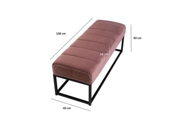 Bänk Wohnling sammet klädd modern vadderad elegant metallram Rosa - Rosa - Möbler - Vardagsrum - Stolar & sittmöbler - Sittbänk