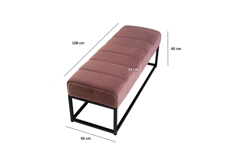 Bänk Wohnling sammet klädd modern vadderad elegant metallram Rosa - Rosa - Möbler - Vardagsrum - Stolar & sittmöbler - Sittbänk