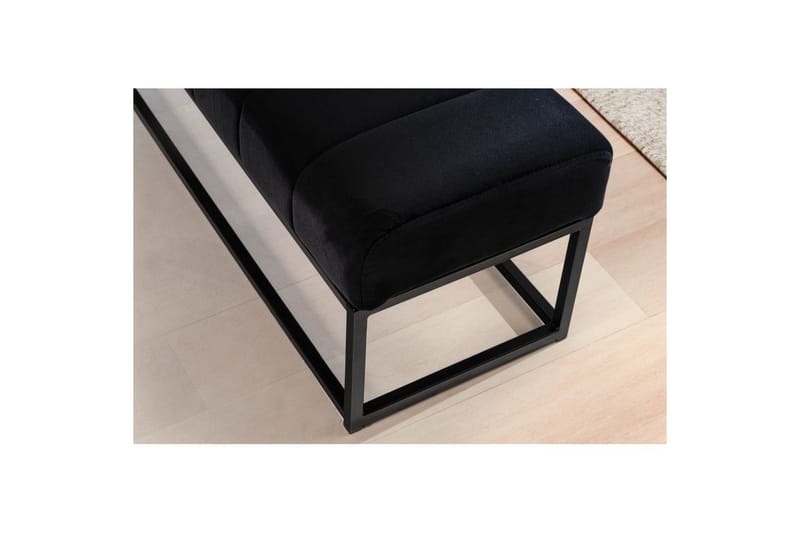 Bänk Wohnling sammet klädd modern vadderad elegant metallram Svart - Svart - Möbler - Vardagsrum - Stolar & sittmöbler - Sittbänk