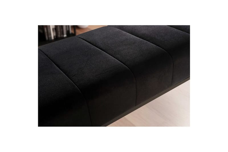 Bänk Wohnling sammet klädd modern vadderad elegant metallram Svart - Svart - Möbler - Vardagsrum - Stolar & sittmöbler - Sittbänk