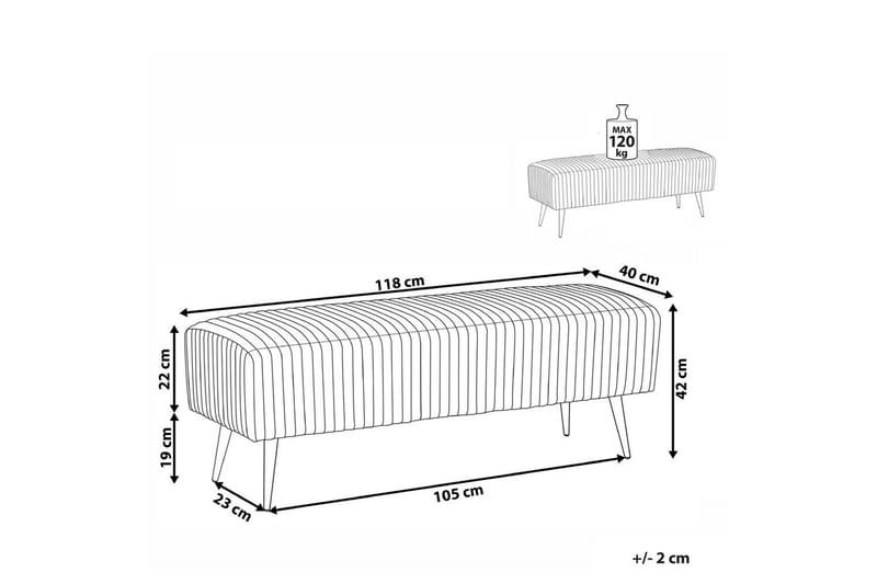 Bänk Paterson Rosa/guld - Rosa/guld - Möbler - Vardagsrum - Stolar & sittmöbler - Sittbänk