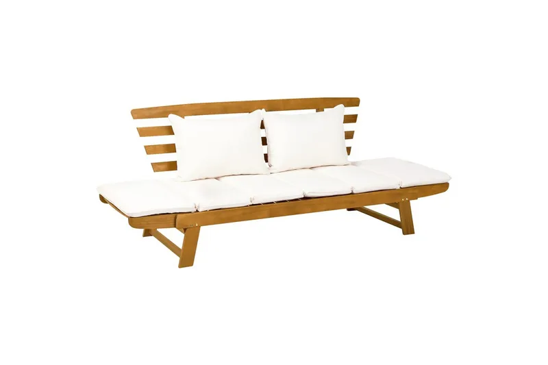 Bänk Portici Ljus trä, vit - Ljus trä, vit - Utemöbler - Utesoffor & bänkar - Trädgårdssoffa