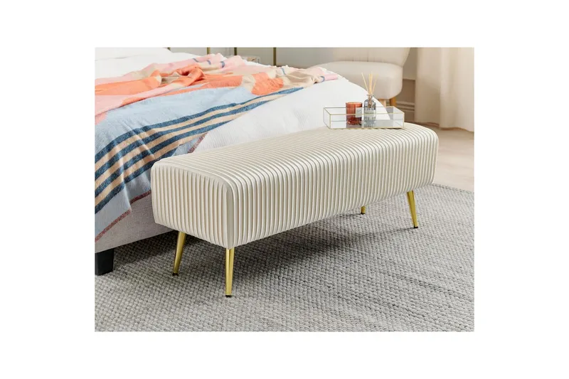 Bänk Paterson Vitt/guld - Vitt/guld - Möbler - Vardagsrum - Stolar & sittmöbler - Sittbänk