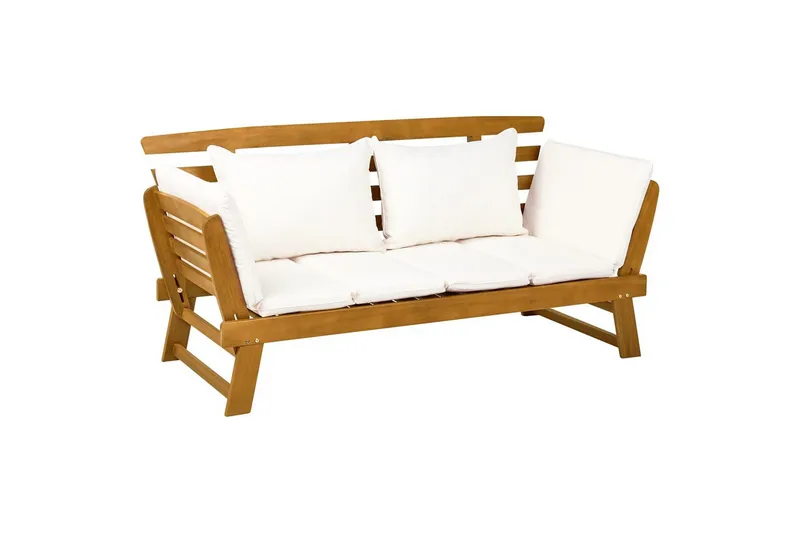 Bänk Portici Ljus trä, vit - Ljus trä, vit - Utemöbler - Utesoffor & bänkar - Trädgårdssoffa