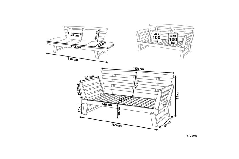 Bänk Portici Mörk trä, vit - Mörk trä, vit - Utemöbler - Utesoffor & bänkar - Trädgårdssoffa