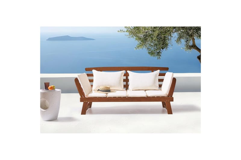 Bänk Portici Mörk trä, vit - Mörk trä, vit - Utemöbler - Utesoffor & bänkar - Trädgårdssoffa