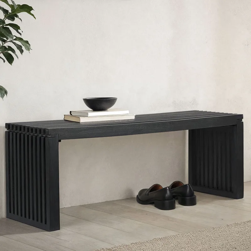 Belora Bänk 120 cm i massiv trä - Djupsvart - Möbler - Vardagsrum - Stolar & sittmöbler - Sittbänk