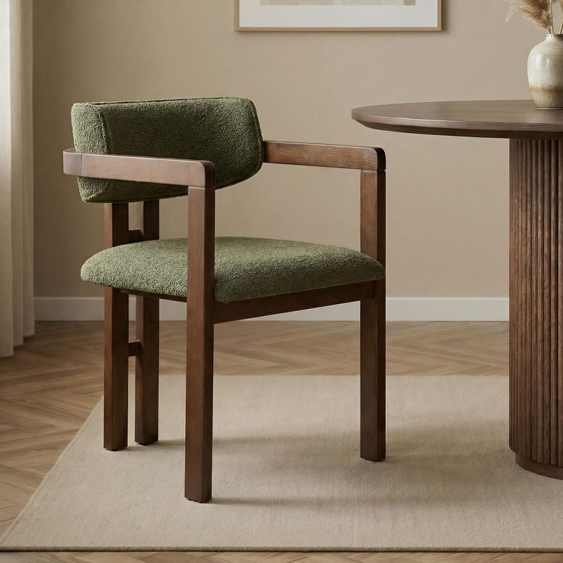 Bonavista Stol - grön och mörk valnöt - Möbler - Vardagsrum - Stolar & sittmöbler - Karmstolar