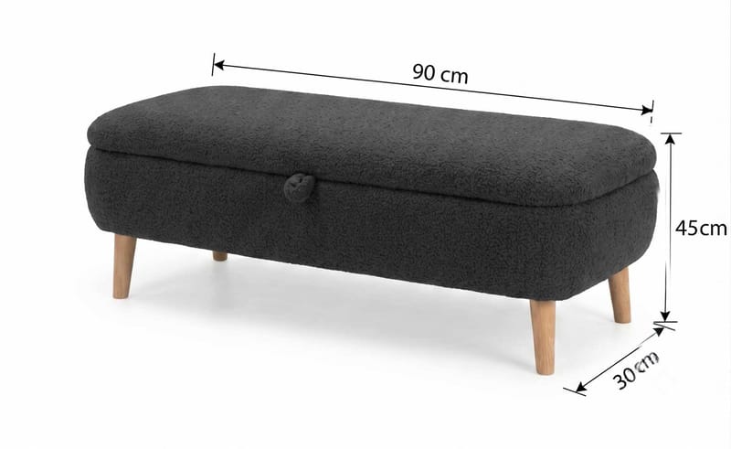 Elvaris Bänk 90x45x30 cm - Antracit - Möbler - Vardagsrum - Stolar & sittmöbler - Sittbänk