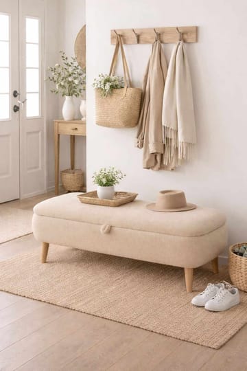 Elvaris Bänk 90x45x30 cm - Beige - Möbler - Vardagsrum - Stolar & sittmöbler - Sittbänk