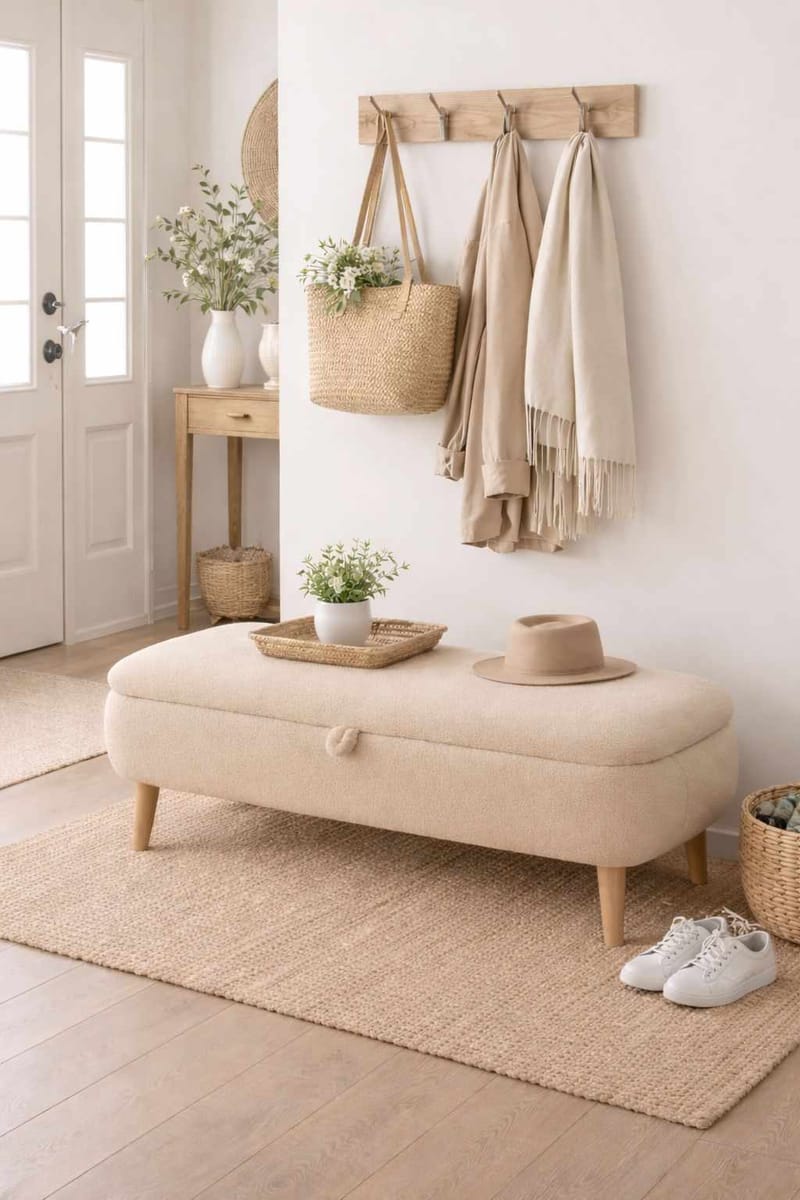 Elvaris Bänk 90x45x30 cm - Beige - Möbler - Vardagsrum - Stolar & sittmöbler - Sittbänk