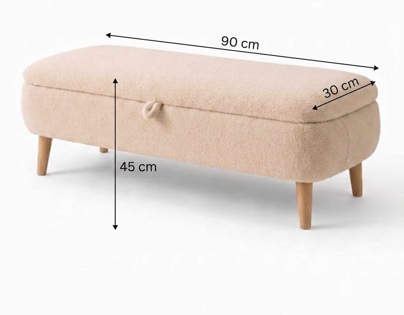Elvaris Bänk 90x45x30 cm - Beige - Möbler - Vardagsrum - Stolar & sittmöbler - Sittbänk