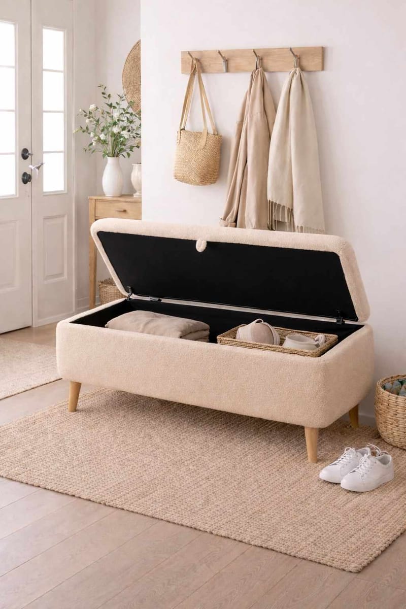 Elvaris Bänk 90x45x30 cm - Beige - Möbler - Vardagsrum - Stolar & sittmöbler - Sittbänk