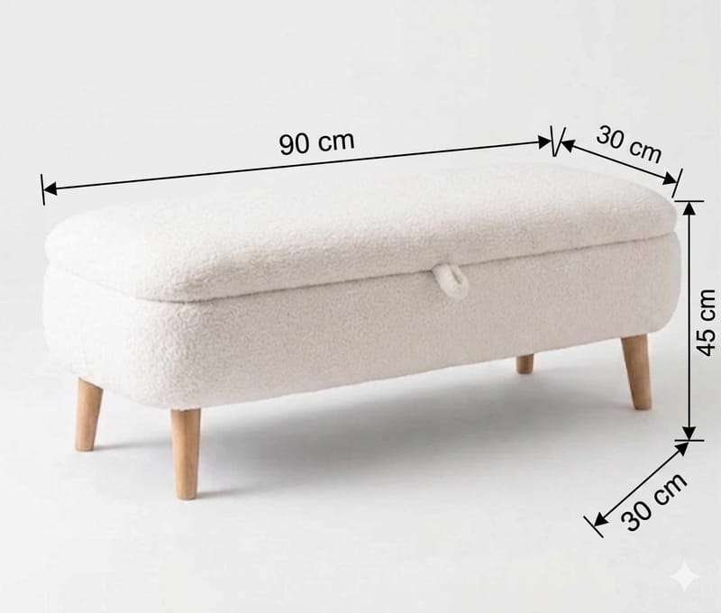 Elvaris Bänk 90x45x30 cm - Vit - Möbler - Vardagsrum - Stolar & sittmöbler - Sittbänk