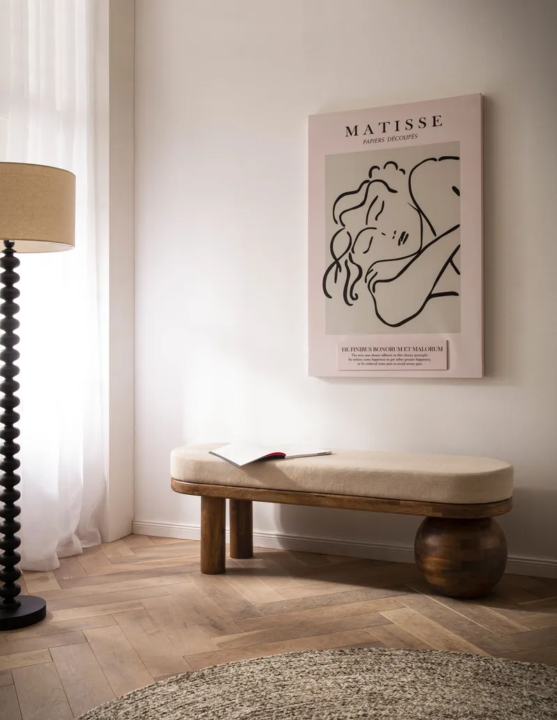 Fenira Bänk 140 cm - beige och varm mörkbrun - Möbler - Vardagsrum - Stolar & sittmöbler - Sittbänk