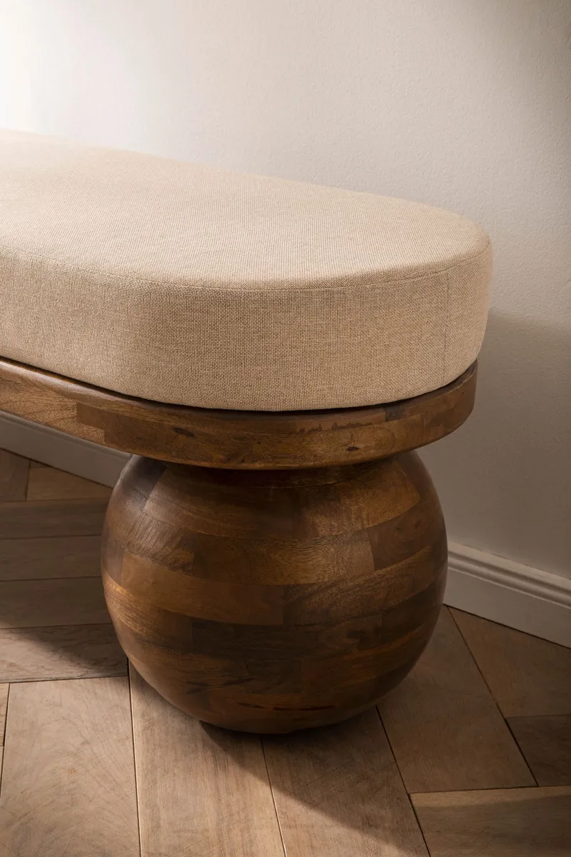 Fenira Bänk 140 cm - beige och varm mörkbrun - Möbler - Vardagsrum - Stolar & sittmöbler - Sittbänk