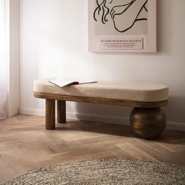 Fenira Bänk 140 cm - beige och varm mörkbrun - Möbler - Vardagsrum - Stolar & sittmöbler - Sittbänk