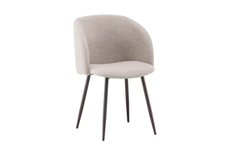 Greya Matstol med armstöd, Beige Bouclé/Metallben Valnöt