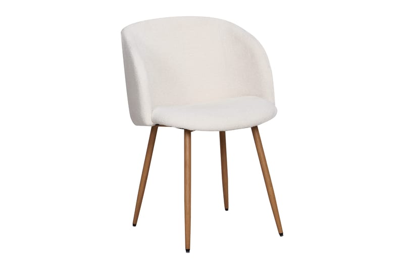 Greya Matstol med armstöd - Vit Bouclé / Metallben Brun - Möbler - Vardagsrum - Stolar & sittmöbler - Karmstolar