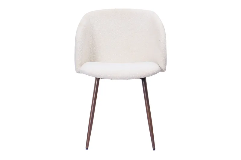 Greya Matstol med armstöd - Vit Bouclé / Metallben Valnöt - Möbler - Vardagsrum - Stolar & sittmöbler - Karmstolar