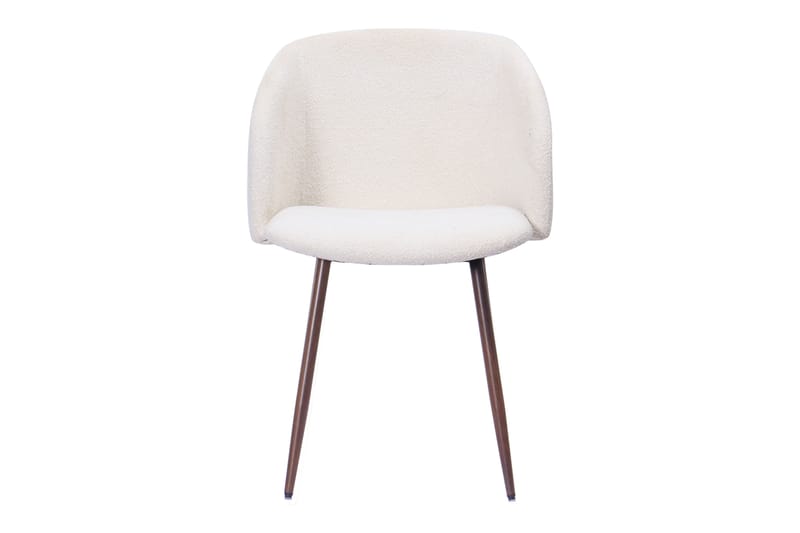Greya Matstol med armstöd - Vit Bouclé / Metallben Valnöt - Möbler - Vardagsrum - Stolar & sittmöbler - Karmstolar