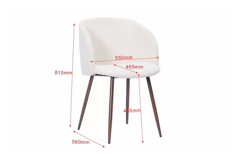 Greya Matstol med armstöd - Vit Bouclé / Metallben Valnöt - Möbler - Vardagsrum - Stolar & sittmöbler - Karmstolar