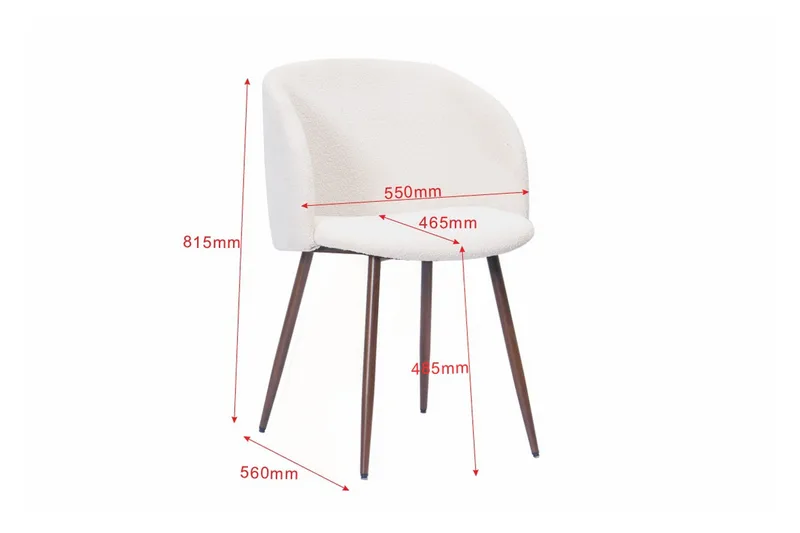 Greya Matstol med armstöd - Vit Bouclé / Metallben Valnöt - Möbler - Vardagsrum - Stolar & sittmöbler - Karmstolar