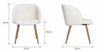 Greya Matstol med armstöd - Vit Bouclé/Metallben Ek - Möbler - Vardagsrum - Stolar & sittmöbler - Karmstolar