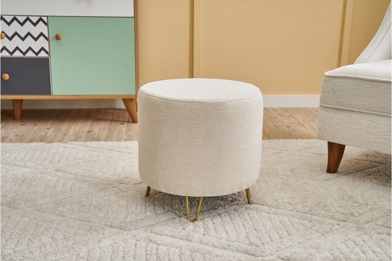 Guillermo Sittpuff 40 cm - Cream/Guld - Möbler - Vardagsrum - Stolar & sittmöbler - Sittpuff