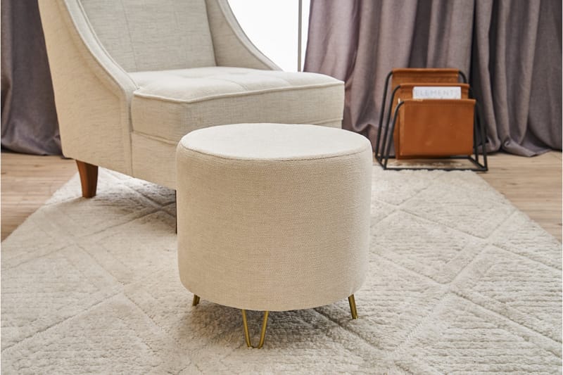 Guillermo Sittpuff 40 cm - Cream/Guld - Möbler - Vardagsrum - Stolar & sittmöbler - Sittpuff